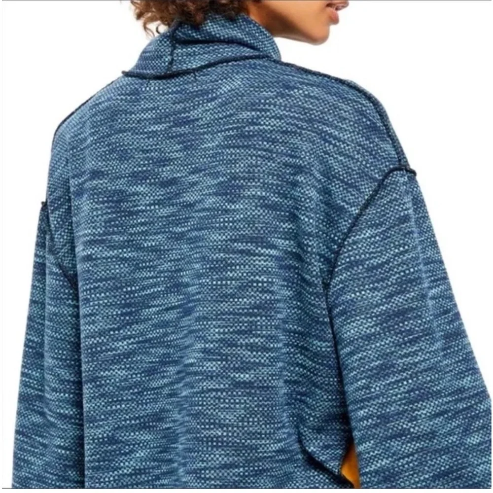 Free People Sunny Days Turtleneck Sweater Blue Overboard Combo XS Retail $98 - Picture 5 of 6